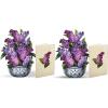 Freshcut Paper Pop Up Cards, Mini Lavender & Butterflies, 6 Inch Mini Sized Forever Flower Bouquet 3D Popup Greeting Card, Birthday Cards, Thank You Card, Teacher Gifts, Blank Notecard & Envelope(Mini Garden Lilacs Set of 2)