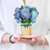 Freshcut Paper Pop Up Cards, Mini Nantucket Hydrangeas, 6 Inch Mini Sized Forever Flower Bouquet 3D Popup Greeting Cards, Birthday Cards, Thank You Card, Blank Notecard & Envelope(Nantucket Hydrangeas)