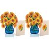 Freshcut Paper Pop Up Cards, Mini Sunflowers, 6 Inch Mini Sized Forever Flower Bouquet 3D Popup Greeting Cards, Birthday Cards, Get Well Gifts, Blank Notecard & Envelope(Mini Sunflower Set of 2)
