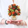 Freshcut Paper Pop Up Cards, Mini Sunflowers, 6 Inch Mini Sized Forever Flower Bouquet 3D Popup Greeting Cards, Birthday Cards, Get Well Gifts, Blank Notecard & Envelope(Pumpkin Spice)