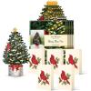 Freshcut Paper Pop Up Cards, Mini Winter Joy, 6 inch Mini Sized Paper Flower Bouquet 3D Popup Greeting Cards, Christmas Card, Holiday Card, Blank Notecards & Envelopes, Pack of 5(5pk Mini Tree)
