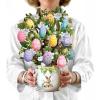 Freshcut Paper Pop Up Cards, Orchid Oasis, 12 Inch Life Sized Forever Flower Bouquet 3D Popup Greeting Card, Birthday Cards, Get Well Gifts, Blank Notecard & Envelope(Easter Egg Tree)