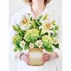 Freshcut Paper Pop Up Cards, Serenity Orchid, 12 Inch Life Sized Forever Flower Bouquet 3D Popup Greeting Card, Birthday Cards, Get Well Gifts, Blank Notecard & Envelope(Ivory & Sage)