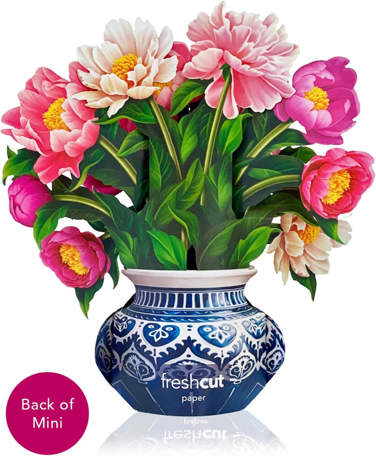 imageFreshcut Paper Pop Up Cards Mini Peony Paradise Set of 2 6 Inch Mini Sized Forever Flower Bouquet 3D Popup Greeting Cards Birthday Cards Thank You Card Teacher Gifts Blank Notecard ampamp EnvelopePeony Paradise