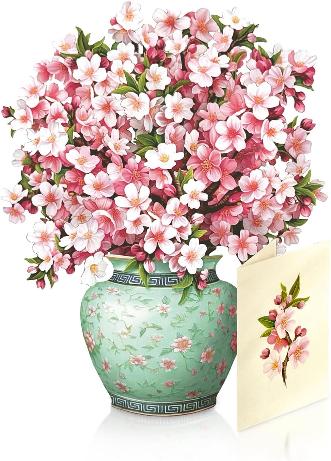 imageFreshcut Paper Pop Up Cards Mini Peony Paradise Set of 2 6 Inch Mini Sized Forever Flower Bouquet 3D Popup Greeting Cards Birthday Cards Thank You Card Teacher Gifts Blank Notecard ampamp EnvelopeJapanese Cherry Blossoms