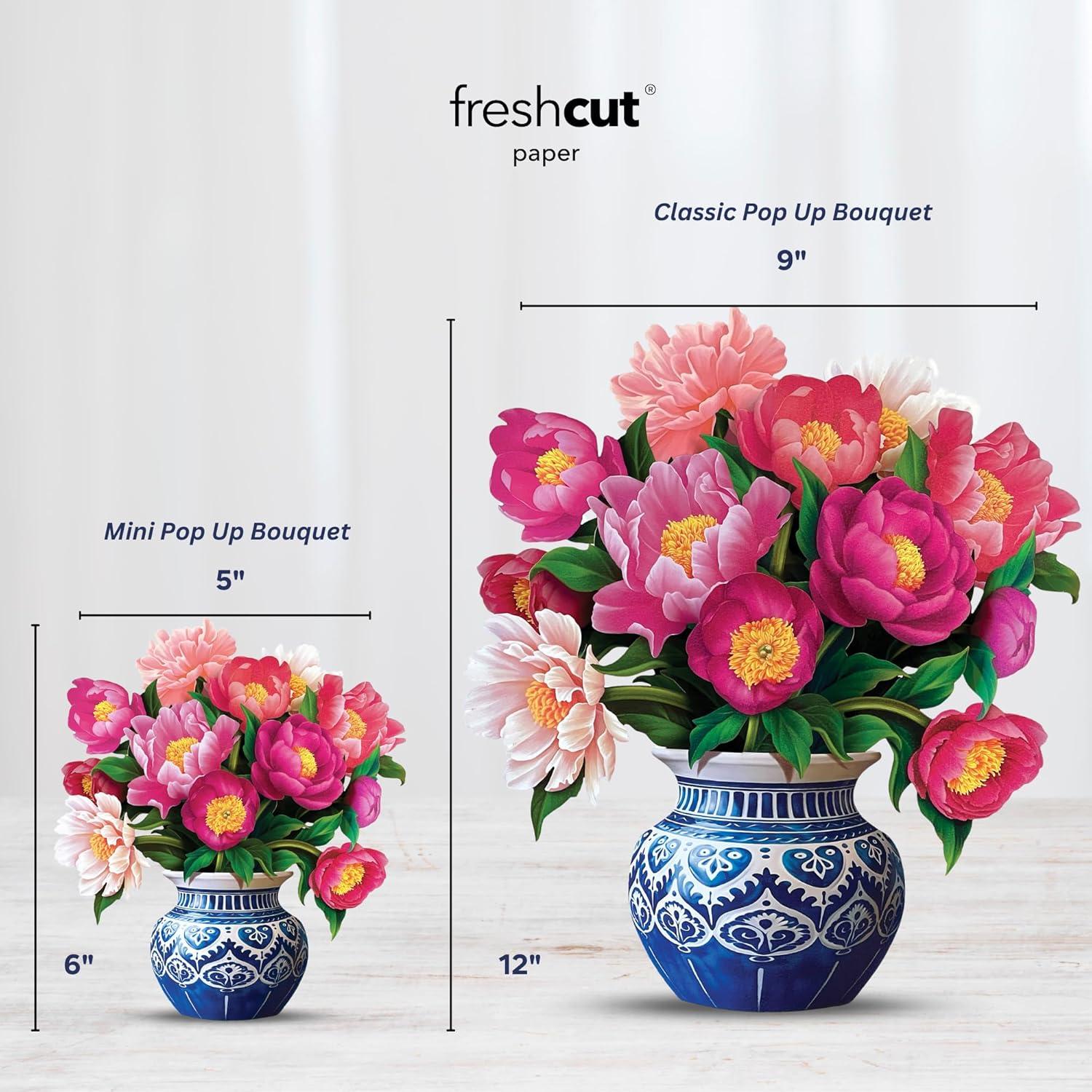 imageFreshcut Paper Pop Up Cards Mini Peony Paradise Set of 2 6 Inch Mini Sized Forever Flower Bouquet 3D Popup Greeting Cards Birthday Cards Thank You Card Teacher Gifts Blank Notecard ampamp EnvelopePeony Paradise