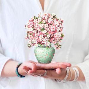 Freshcut Paper Pop Up Cards, Mini Peony Paradise (Set of 2), 6 Inch Mini Sized Forever Flower Bouquet 3D Popup Greeting Cards, Birthday Cards, Thank You Card, Teacher Gifts, Blank Notecard & Envelope(Japanese Cherry Blossoms)