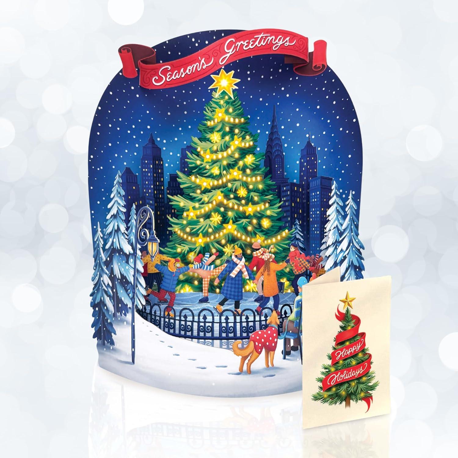 imageFreshcut Paper Light Up Pop Up Card Light Up Holiday Candle with Lights 3D Popup Christmas Cards Holiday Card with Blank Notecard ampamp EnvelopeChristmas Skating