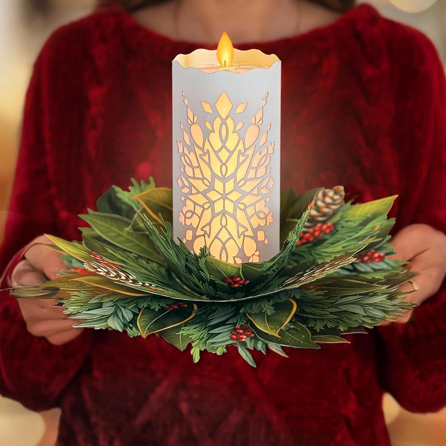 imageFreshcut Paper Light Up Pop Up Card Light Up Holiday Candle with Lights 3D Popup Christmas Cards Holiday Card with Blank Notecard ampamp EnvelopeHoliday Candle
