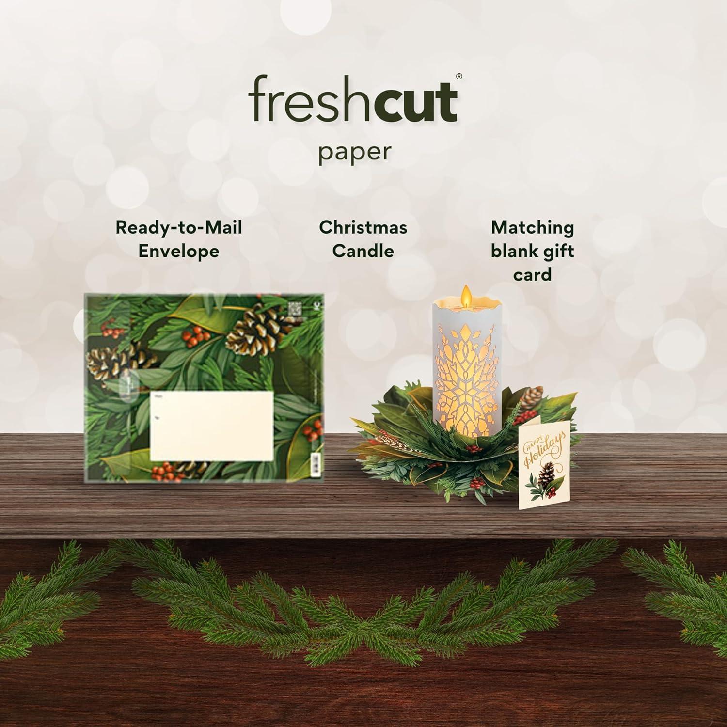imageFreshcut Paper Light Up Pop Up Card Light Up Holiday Candle with Lights 3D Popup Christmas Cards Holiday Card with Blank Notecard ampamp EnvelopeHoliday Candle