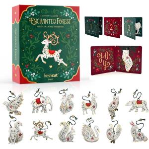 Freshcut Paper 2025 Advent Calendar, Mary Engelbreit’s Christmas Village, Pop Up 3D Greeting Cards, Paper Advent Calendar for Adults, Christmas Gifts, Holiday Cards with Blank Notecard & Envelope(Enchanted Forest Ornaments Advent Calendar)
