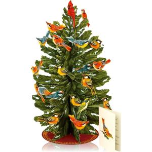 Freshcut Paper Light Up Pop Up Card, Light Up Holiday Candle with Lights, 3D Popup Christmas Cards, Holiday Card with Blank Notecard & Envelope(Winter Tree)