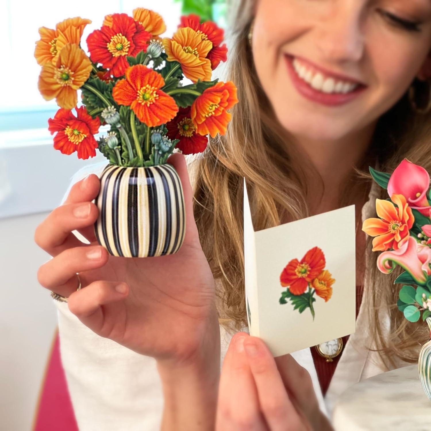 imageFreshcut Paper Pop Up Cards Garden Favorites 6 inch Mini Sized Paper Flower Bouquet 3D Popup Greeting Cards Birthday Card Thank You Card Blank Notecards ampamp Envelopes Pack of 55pk  Garden Favorites